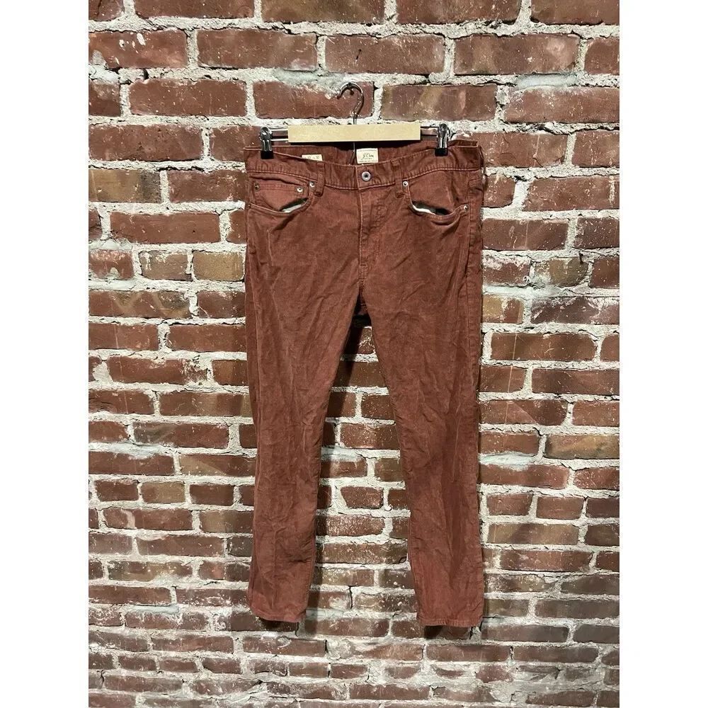 J. Crew 484 Mens Orange Ribbed Corduroy Straight Leg Pants Size 33 x 32